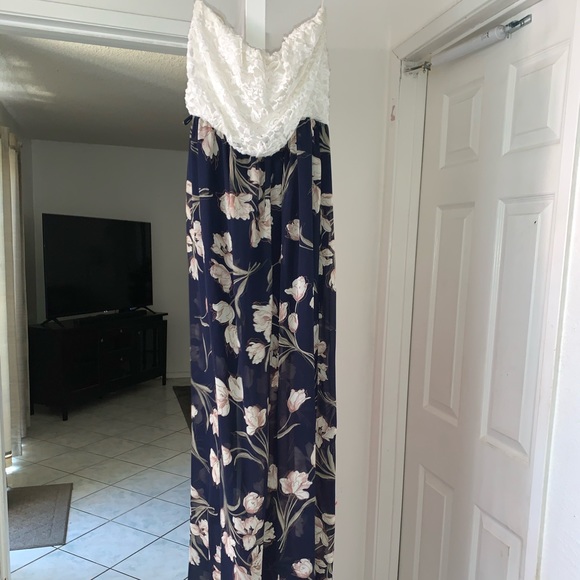 Strapless Floral Maxi Dress - Picture 1 of 3